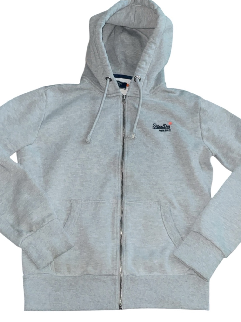 Light Gray Zip-Up Hoodie with embroidered Logo